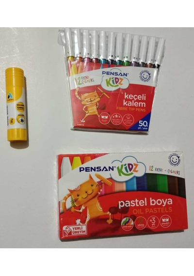 12 Li Keçeli Kalem 12 Li Pastel Boya Adel Prit Seti