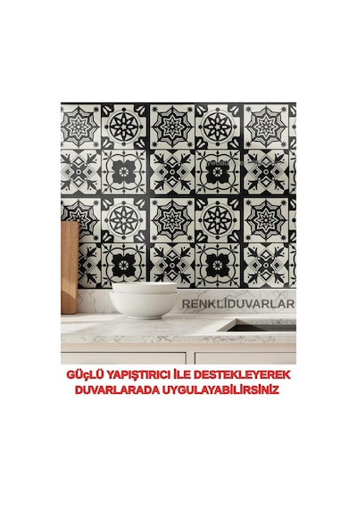 30cmx30cm 10 Adet Yapışkanlı Osmanlı Çini Floor Pvc Panel Zemin Kaplama Paneli Arkası Kauçuklu 2124 Renkli