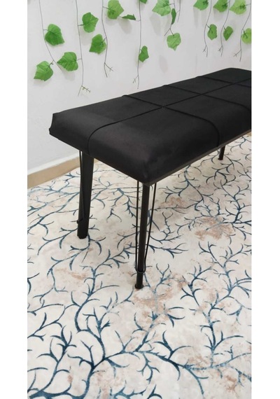 Özcan Metal Metal Tasarım Ayaklı Metal Kasalı Bench Mutfak Salon Antre Yatak Odası Puf Bank Siyah