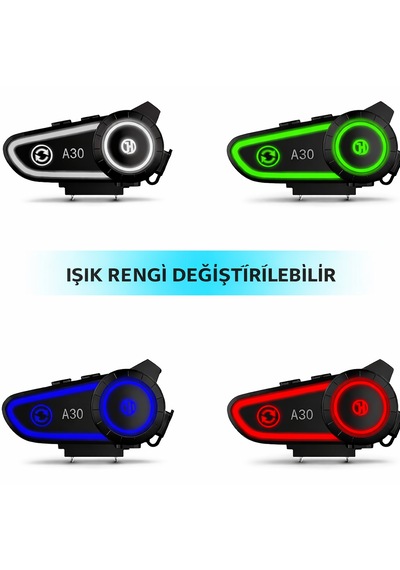 2 Li Motosiklet Intercom Bluetooth Kulaklık Ip67 Su Geçirmez Otomatik Çağrı Led Işık A30