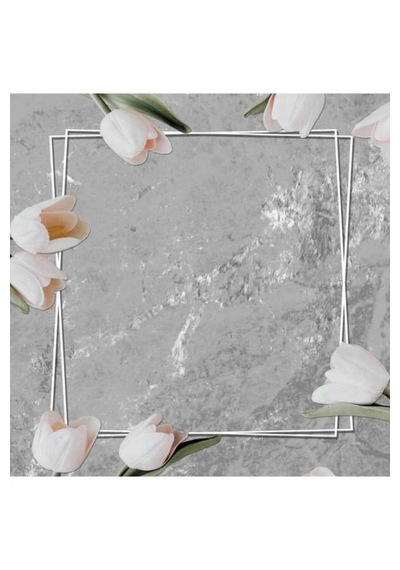 Gri Çiçek Temalı Banyo Halısı Klozet 2'li Paspas Seti Bs011n11