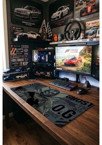 Ghost Call Of Duty Askeri Tasarım 40x90 Cm Oyuncu Mousepad Kaymaz Taban Büyük Boy Siyah