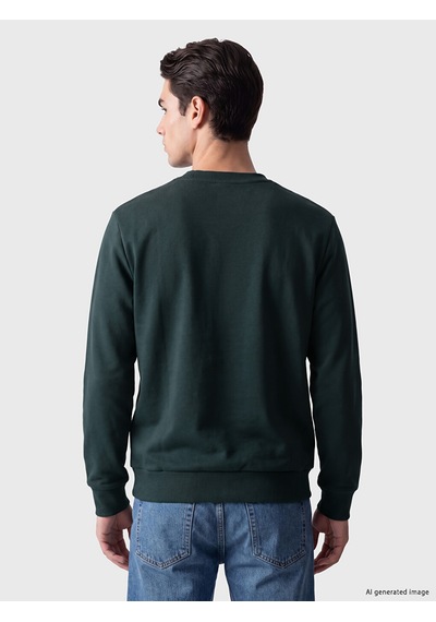 Lcwaıkıkı Classic Petrol Bisiklet Yaka Erkek Kalın Sweatshirt Petrol Mavi