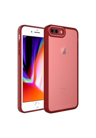 Apple Uyumlu iPhone 7 Plus Kılıf Kamera Korumalı Transparan Zore Post Kapak Kırmızı