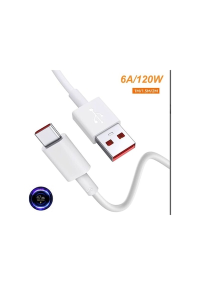 120w Turbo Hızlı Şarj Kablosu Type-c 6a Redmi Samsung Huawei Süper Fast Charging