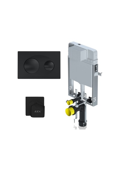 Serel Smooth Asma Klozet İçin Metal Ayaklı Gömme Rezervuar Mat Siyah Tam Takım Set Gri