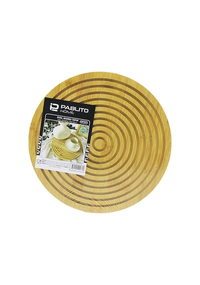 Yuvarlak Çift Taraflı Düz - Dalgalı Oyuk Kanallı Ahşap Bambu Sunum Tepsi 28cm 4741 12 Izgara