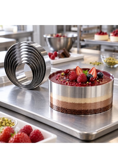 Fida Pasta Çemberi Yuvarlak Düz 0,8mm Yükseklik 10 Cm Paslanmaz Ø26 Cm Inox