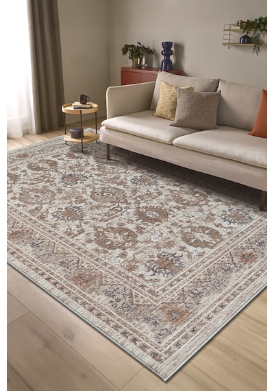 Buhara Y0739 Serisi Vintage Modern Eskitme Etnik Desenli Otantik Salon Halısı 0749 Bej - Krem