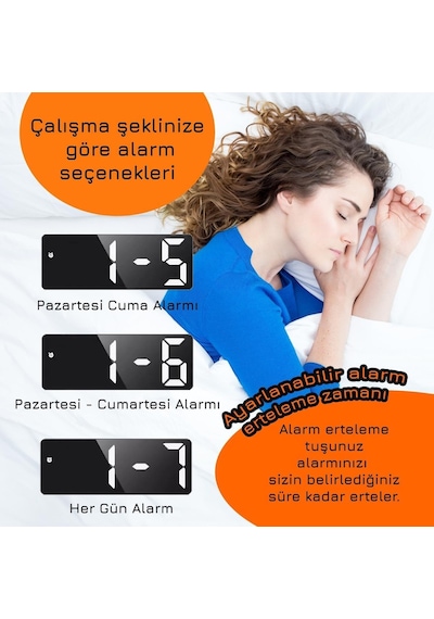 Ayrex Upway Hd Led Ekranlı Aynalı Tarih Termometre Alarm Hediyelik Dijital Masa Saati Diğer