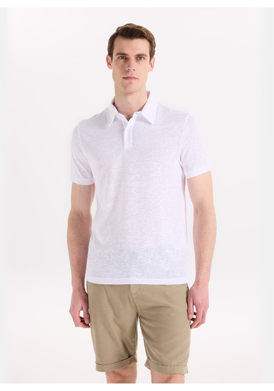 Fabrika Beyaz Erkek Pamuklu Polo T-shirt F6sm-tst 2901