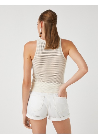 Koton Şahika Ercümen X Koton - File Halter Yaka Atlet Ekru 2sak10627ek 2SAK10627EK002
