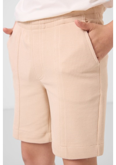 Tommylife Bej Pamuklu Yumuşak Dokulu Standart Fit Basic Erkek Çocuk Şort - 11289 Bej