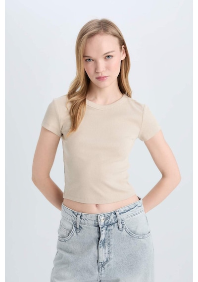 DeFacto Coool Fitted Fitilli Kaşkorse Basic Düz Kısa Kollu Tişört E0287AX25SMBG735 DeFacto Coool Fitted Fitilli Kaşkorse Basic Düz Kısa Kollu Tişört E0287AX25SMBG735