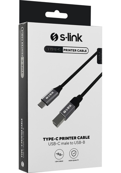 S-link Sl-u2004 Usb2.0 1.5m Metal Başlıklı Siyah Yazıcı Kablosu