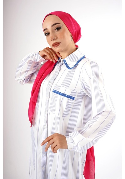 Fatma Sezen Mavi Çizgili Tunik Çok Renkli