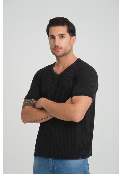 Alexander Gardi Alexandergardı Fitilli V Yaka Regular Fit T-shirt E24-74602 001