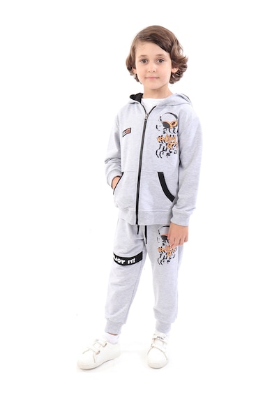 Toontoy Kids Toontoy Erkek Çocuk Baskılı Eşofman Takım Gri Melanj