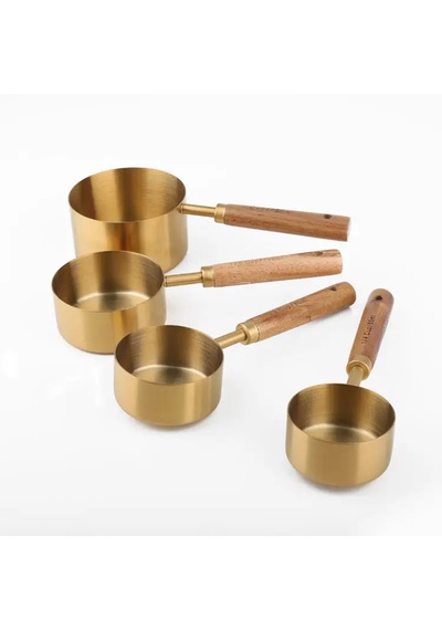 4'lü Ahşap Saplı Gold Lüks Ölçü Kaşığı - Ölçü Kabı