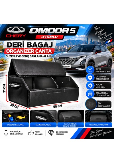 Chery Omoda 5 Uyumlu Oto Bagaj Organizeri Deri Bagaj Kutu Çanta 1