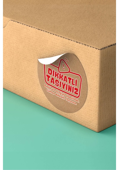 Dikkatli Taşıyınız Kraft Sticker 3x3cm St2273 Çok Renkli
