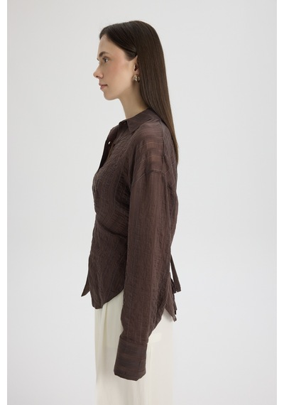 Mai Collection Mai Studios Co. Vesper Üçgen Kesim Bağlamalı Kahve Gömlek Kahve