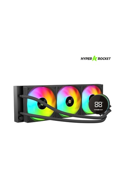 Hyper Rocket 360mm Argb Wl360yn Siyah Sıcaklık Göstergeli I Şlemci Sıvı Soğutucu