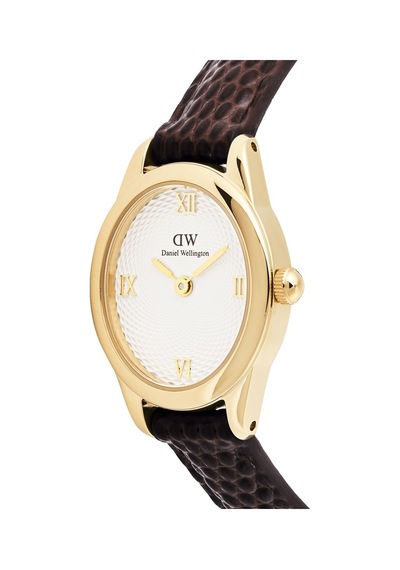 Daniel Wellington Ophelia Mini Dark Brown Lizard White Guilloche Gold Dw00600891 Erkek Kol Saati Altın
