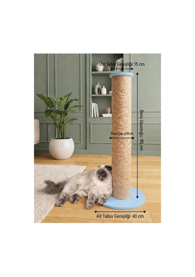 Xxl Kedi Tırmalama Direği- 85 Cm Uzunluk 13 Cm Çapında.