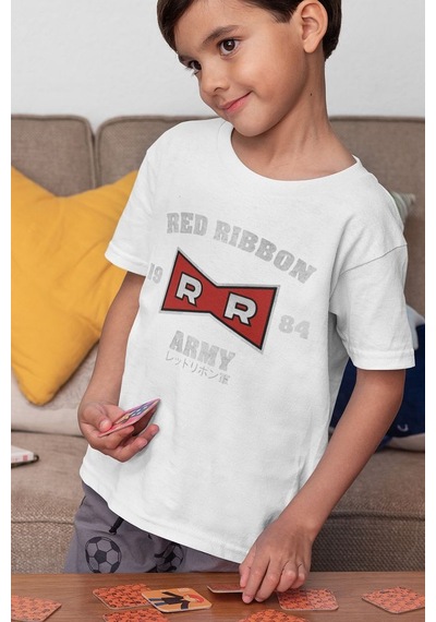 Sevbano Unisex Red Ribbon Army 1984 Yazılı Çocuk Tişört 1-12 Yaş Beyaz