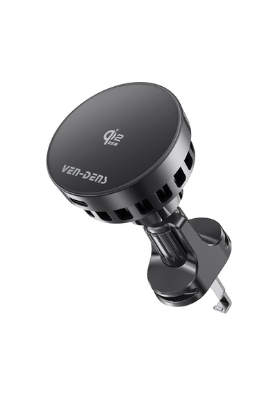 Ven-dens Vd-wlc031 Qi2 25 W Manyetik Kablosuz Şarjlı Araç Telefon Tutucu, Magsafe Uyumlu, Soğutma Fanlı, 360 Döner, Siyah