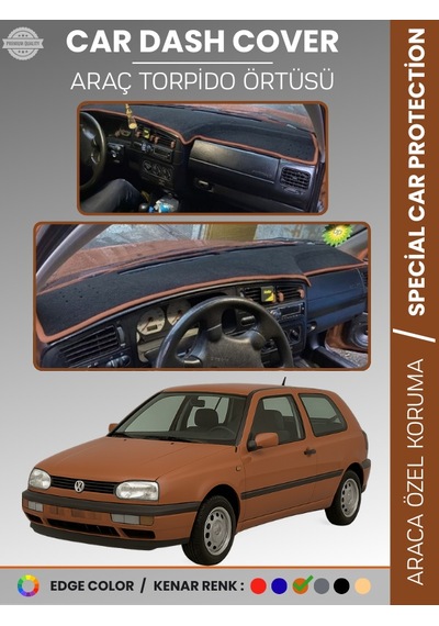 Volkswagen Golf 3 1991-1997 Torpido Örtüsü Ön Göğüs Koruma Tam Uyum Çatlamayı Önler - 627 Stiloto
