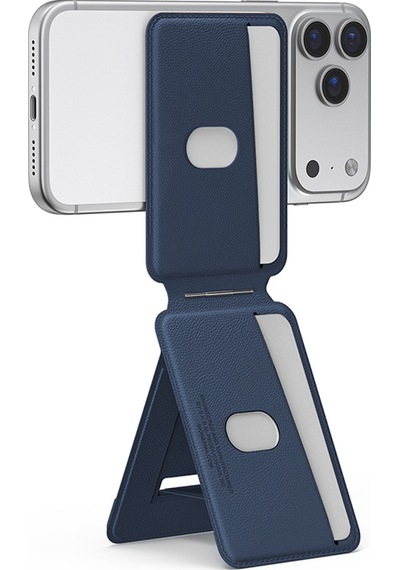 Skinarma Axis Serisi Foldable Stand Özellikli Deri Tasarımlı Kartlık Lacivert Lacivert