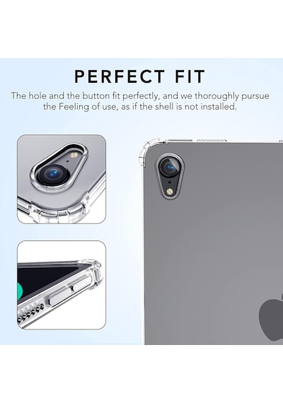 Apple Uyumlu iPad  Air 11inç M2 2024 Kılıf Darbelere Dayanıklı Şeffaf Kapak A2902 A2903 A2904