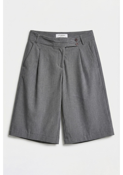 Itsbasic Kadın Gri S6 Baggy Fit Maxi Boy Bermuda Şort Gri Melanj