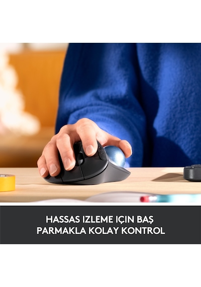 Logitech Ergo M575 For Business Kablosuz Iztopu Özellikli Konforlu Ergonomik Mouse