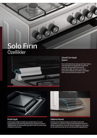 Tecna TF 604G Turbo Fanlı 4 Gözü Gazlı Ocaklı Tam Boy Fırın