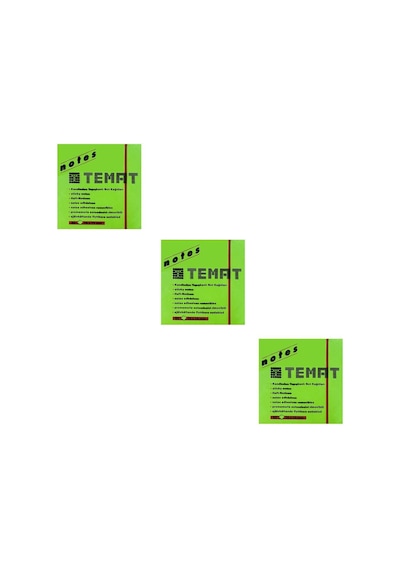 Temat 75 X 75 Mm Fosforlu Yeşil Postit - Yapışkanlı Kağıt 3'Lü
