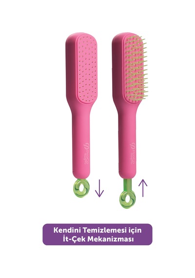 Pro Selfcleanbrush - Saç Açma Tarama Masaj Fırçası- Kendini Temizleyen Saç Fırçası Pembe