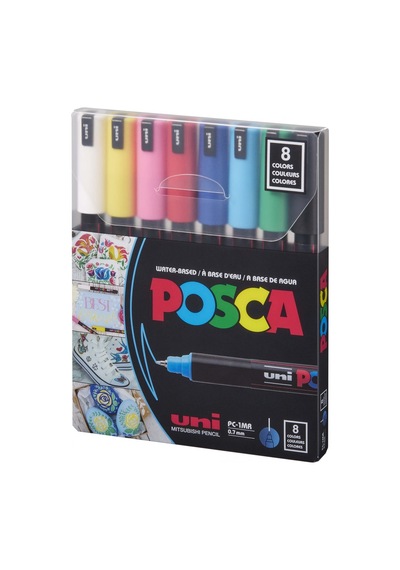 Uni-ball Posca 0.7 Su Bazlı Poster Markörü Ana Renk 8 Li Pc-1mr Çok Renkli