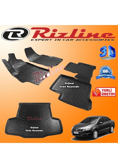 Fiat Linea 3D Paspas + Bagaj Havuzu 2007-2018 Arası Set Rizline N11.10590