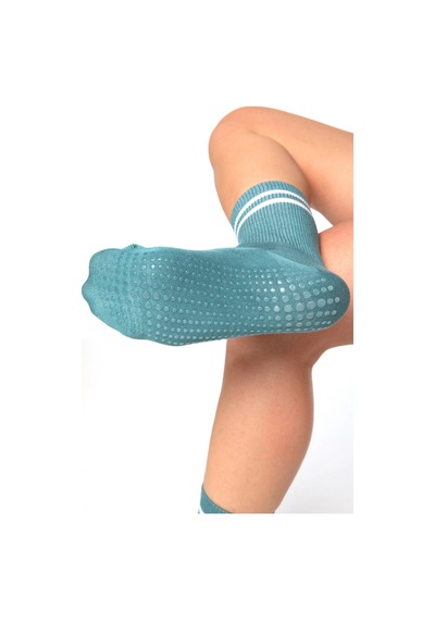 Saysez Bambu Kadın Kaydırmaz Taban Silikon Baskı Pilates Yoga Fitness Dans Aktivite Tenis Çorabı / Su Yeşil Renkli