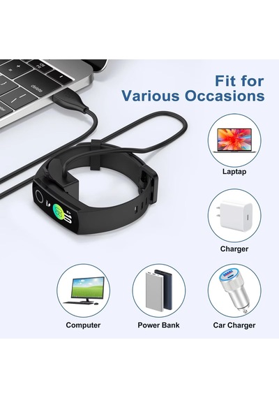 Caseonn Honor Band 5 Manyetik Usb Hızlı Şarj Kablosu Siyah
