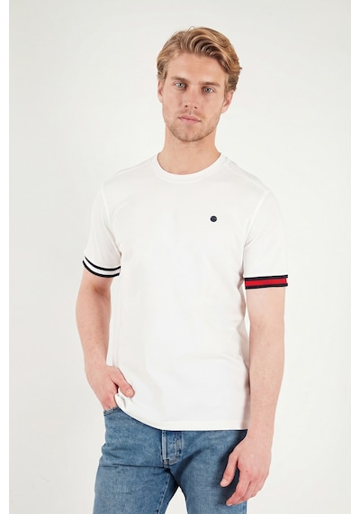 Buratti Bisiklet Yaka Kolları Renkli Şerit Detaylı T Shirt Erkek T Shirt 5904060 Beyaz