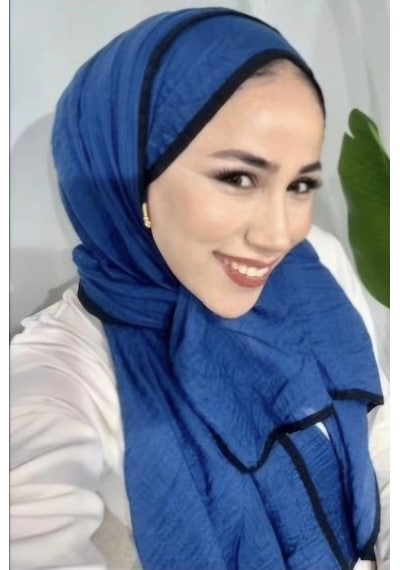 Modakaşmir Aminenesil Biyeli Müslin Şal İndigo Lacivert Renk indigo