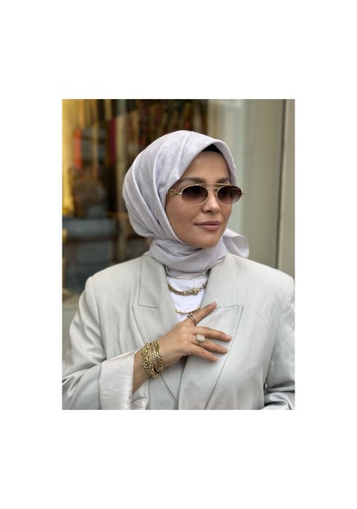 Aker Elegance Monogram Eşarp Açık Gri - 973 Açık Gri - 973