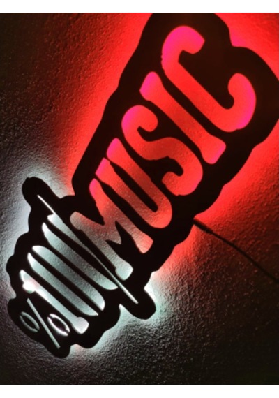 Müzik Led Işıklı Ahşap Tablo (523662917)