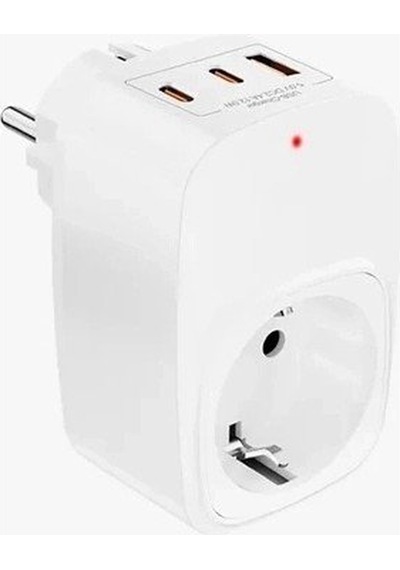 Çeşithane Tekli Akım Korumalı Priz 2x Type-c 1x Usb Duvar Tipi Şarjlı Priz 2