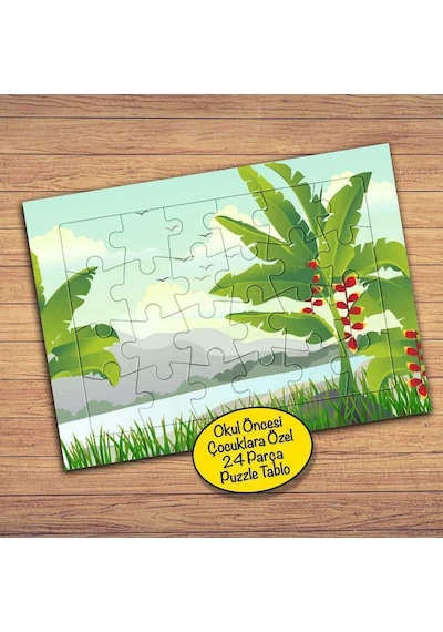 Tropikal Ağaç Ve Manzara Çocuklara Özel Puzzle Yapboz Tablo-313pz