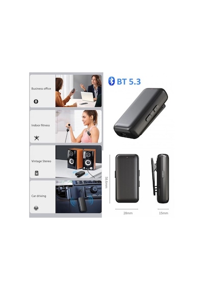 Aux Bluetooth V5.3 Şarjlı Ses Alıcı-verici Mikro Hafıza Kart Girişli Bluetooth Adapör